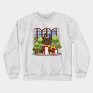 Cute little bear celebrates Christmas eve Crewneck Sweatshirt